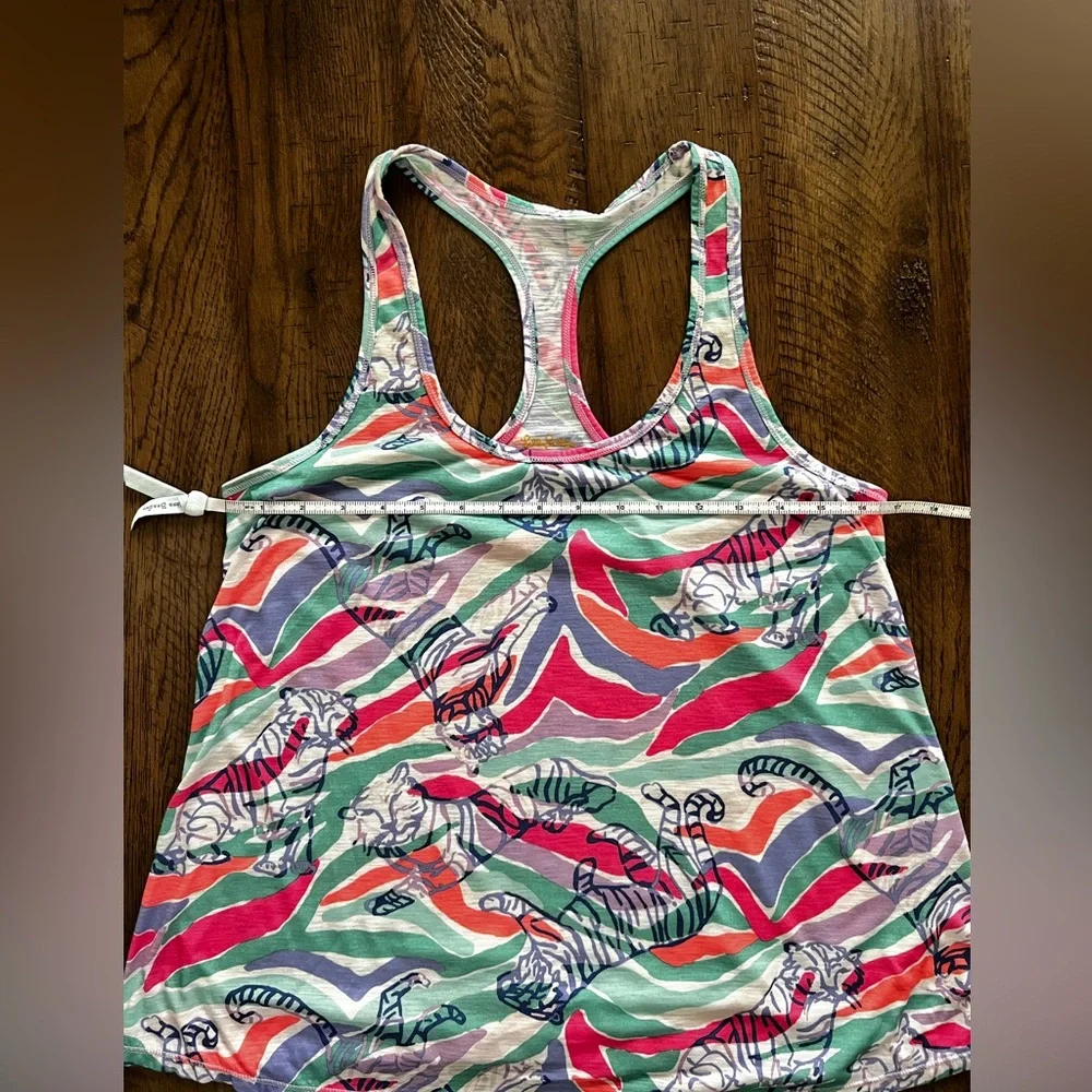 Lilly Pulitzer Racerback tee shirt animal print multi colored size medium - Picture 3 of 14